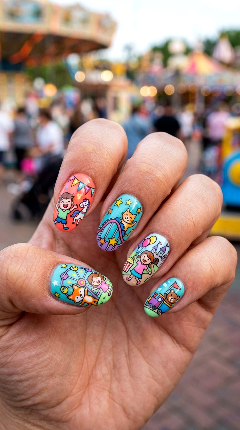 Cute Cartoon Park Characters - 25 cartoon Park nail ideas