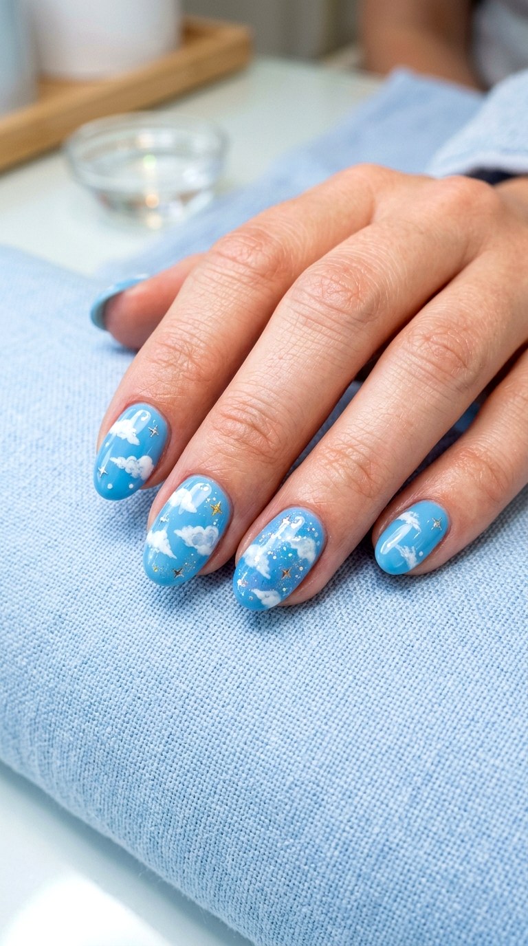 Cute Cloud Nail Art - 23 teen nail ideas