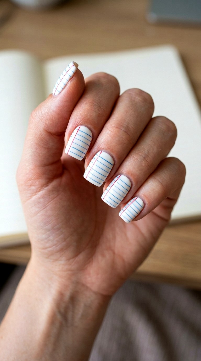 Cute Notebook Paper Nails - 23 cute back to school nail ideas