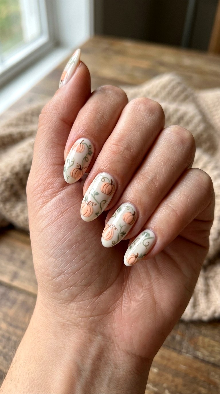 Cute Pumpkin Patch Nails - 21 halloween nail inspo ideas