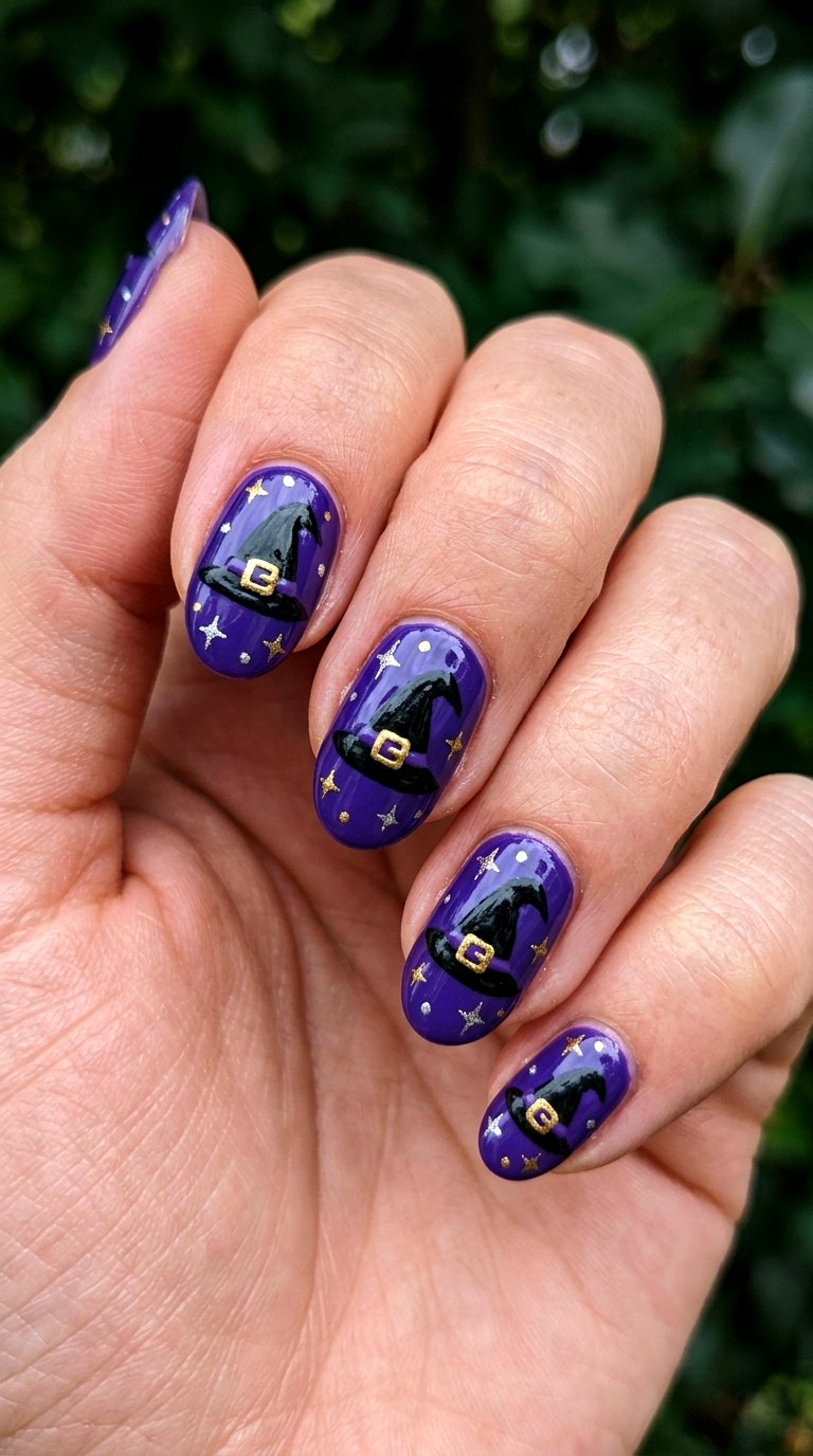 Cute Witches Hat Nails - 21 cute halloween nail ideas