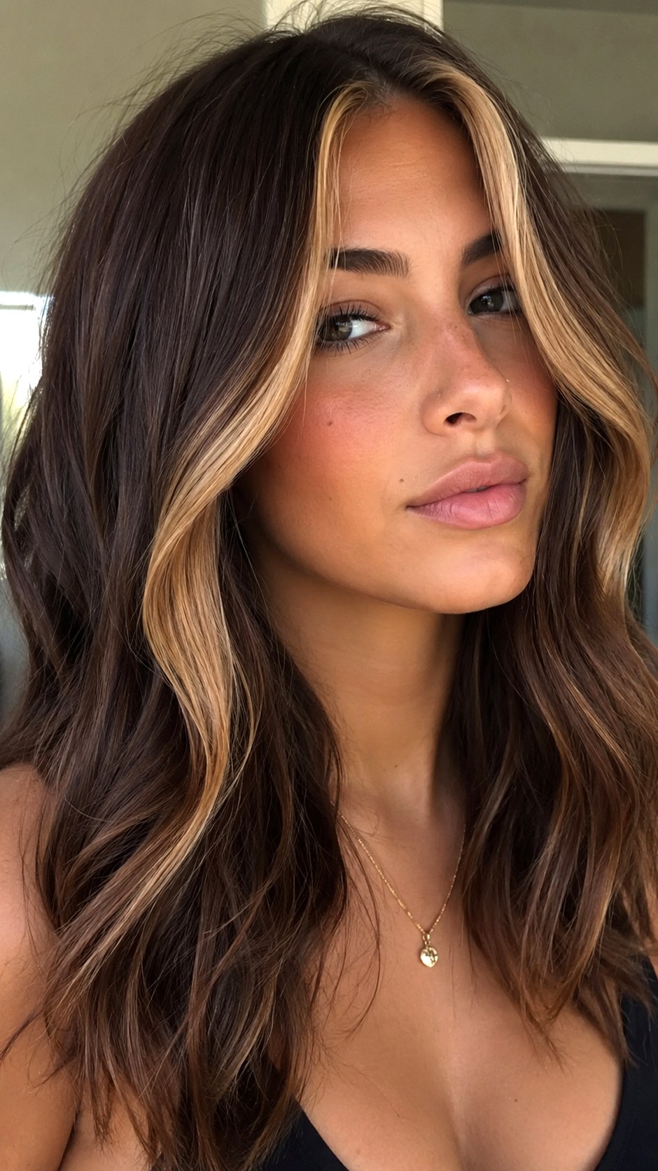 Dark Mocha Rooted Money Piece - 25 brown hair color ideas