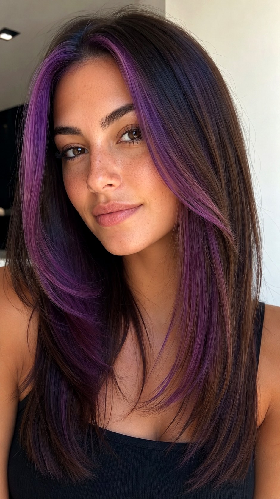 Deep Amethyst Money Piece Highlights - 24 violet hair color ideas