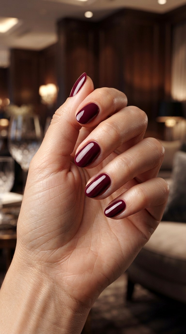 Deep Burgundy Oval Nails - 24 oval short nail ideas