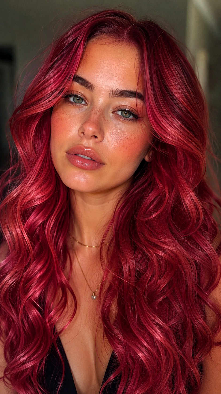Deep Cherry Pink Mermaid Waves - 23 hot pink hair color ideas