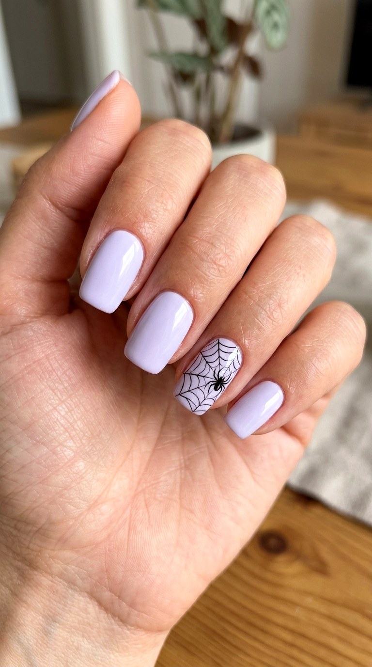 Delicate Spider Web Nails - 23 simple halloween nail ideas