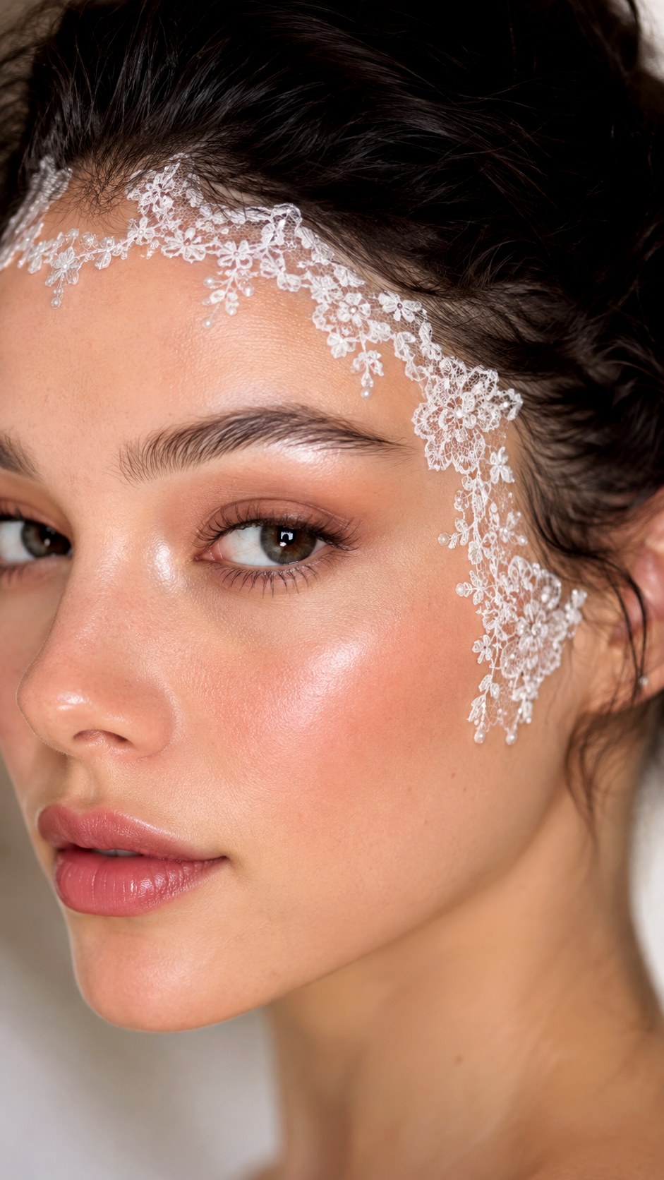 Delicate White Lace Forehead Accent - 21 lace makeup ideas