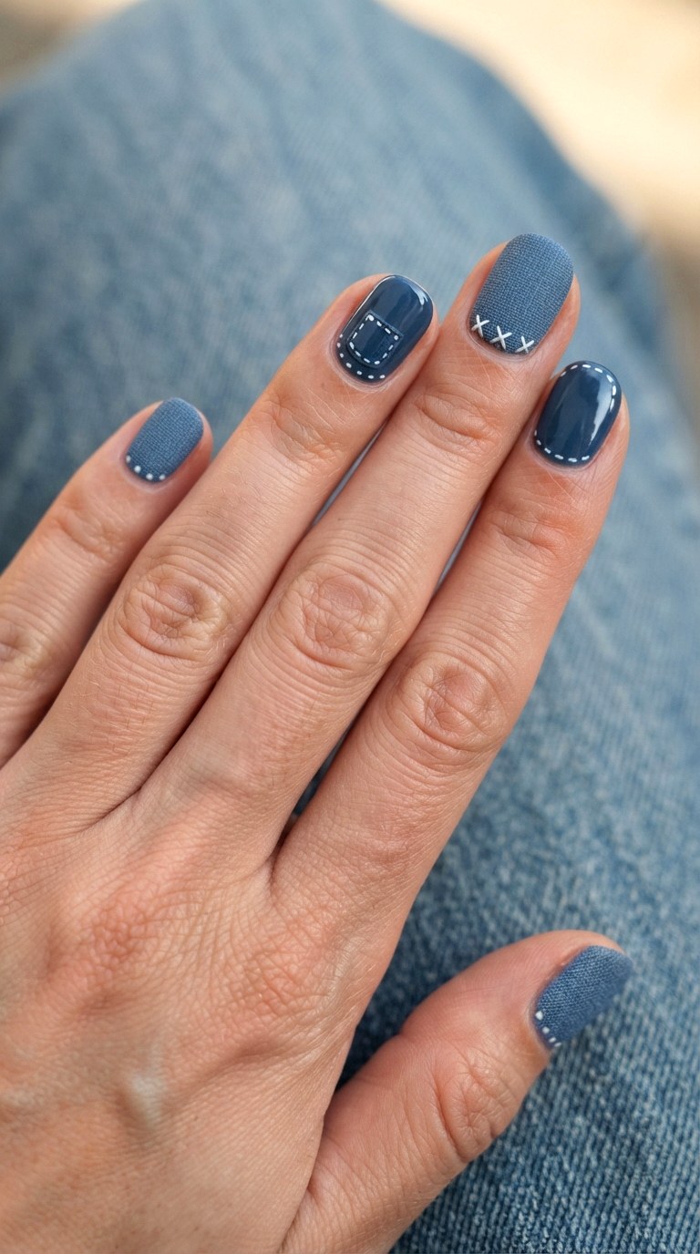 Denim Blue Short Nail Art - 21 blue short nail art inspiration ideas