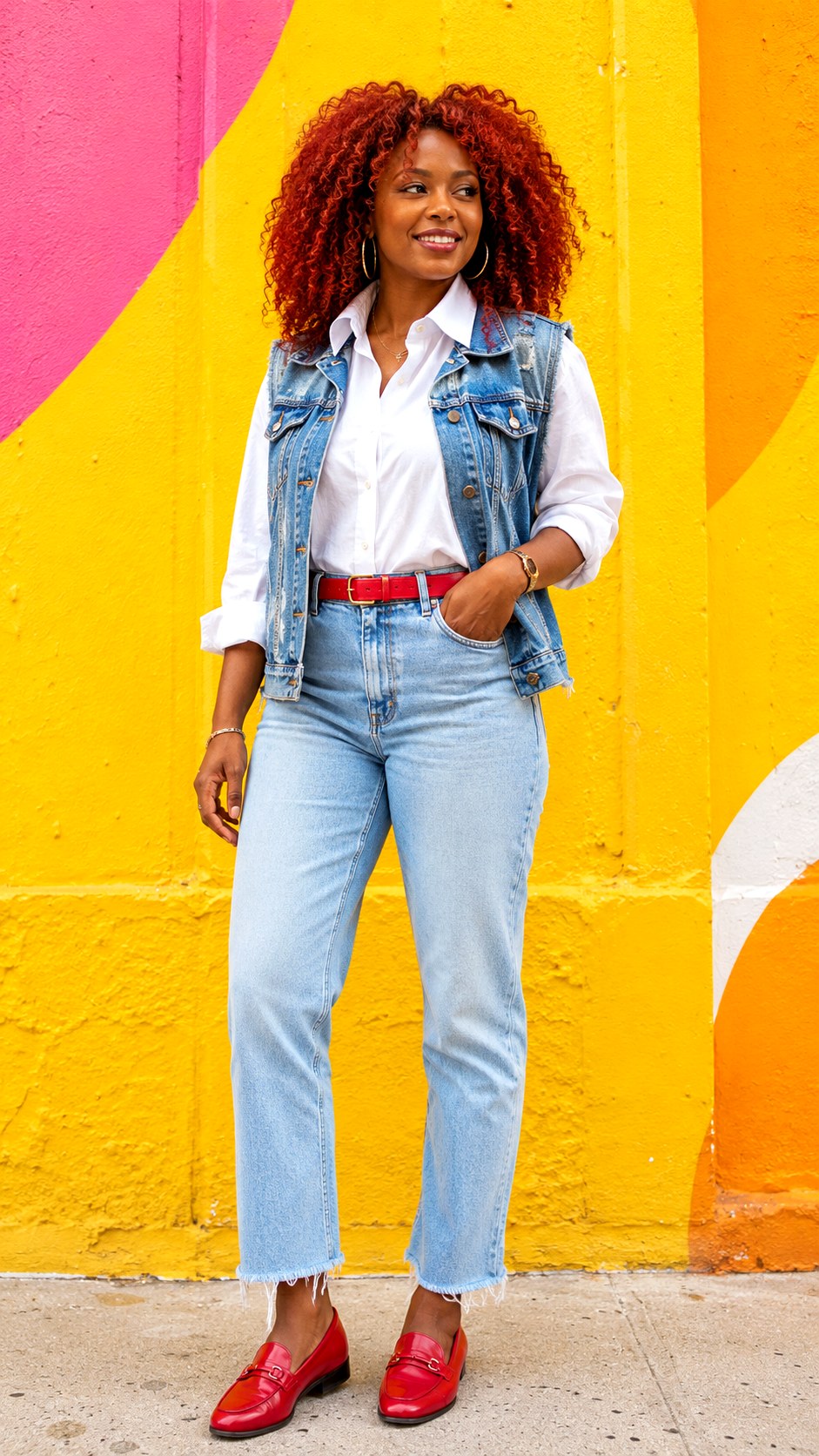 Denim Cut Off Vest Light Wash Jeans - 25 Light Wash Jeans Outfit Ideas