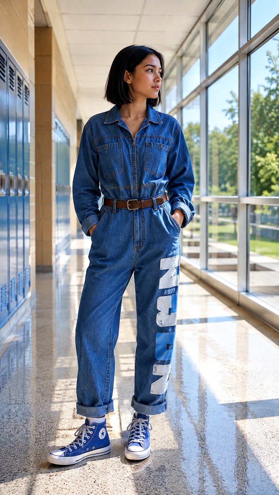 Denim Jumpsuits Featuring Block Spirit Words - 21 block lettering school spirit ideas