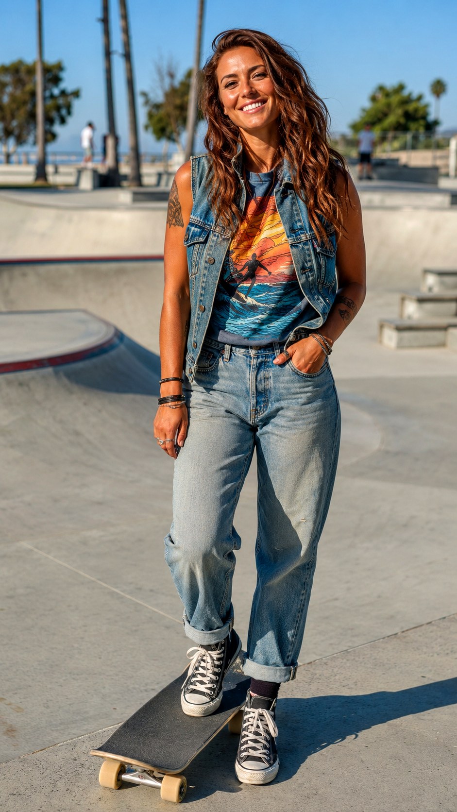 Denim Vest and Vintage Wash Jeans - 23 Vintage Wash Jeans outfit Ideas