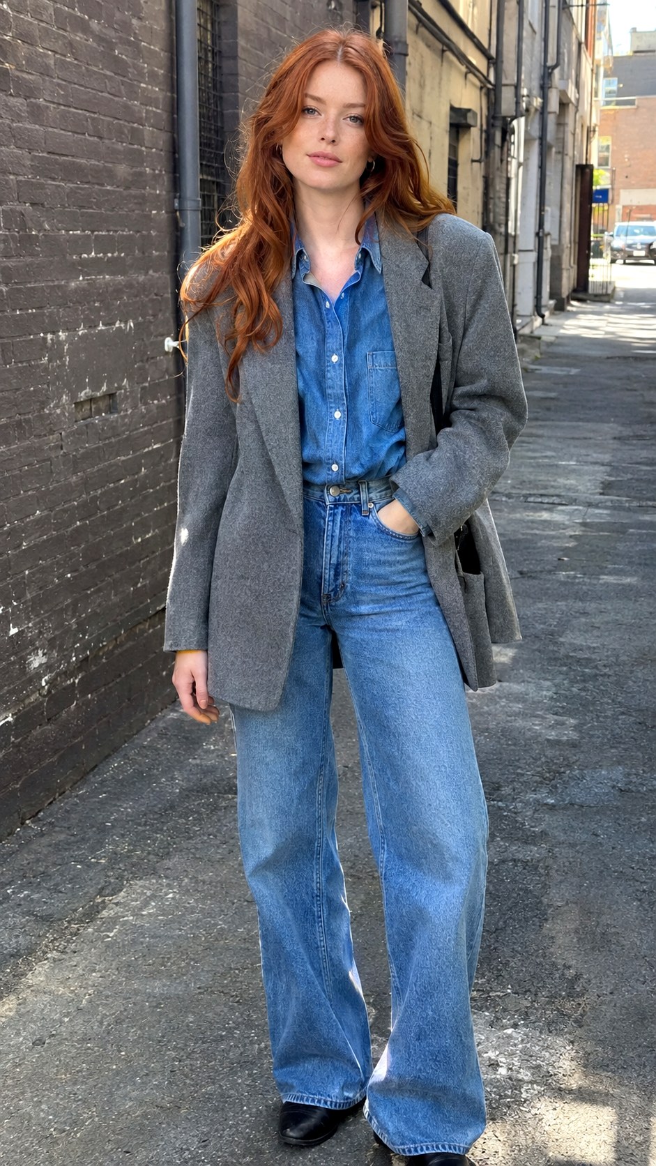 Denim on Denim Blazer Approach - 23 oversized blazer outfit ideas
