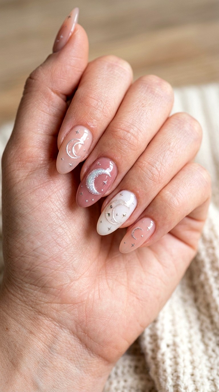 Dreamy Pink Moon Nails - 23 handmade wish core nail ideas