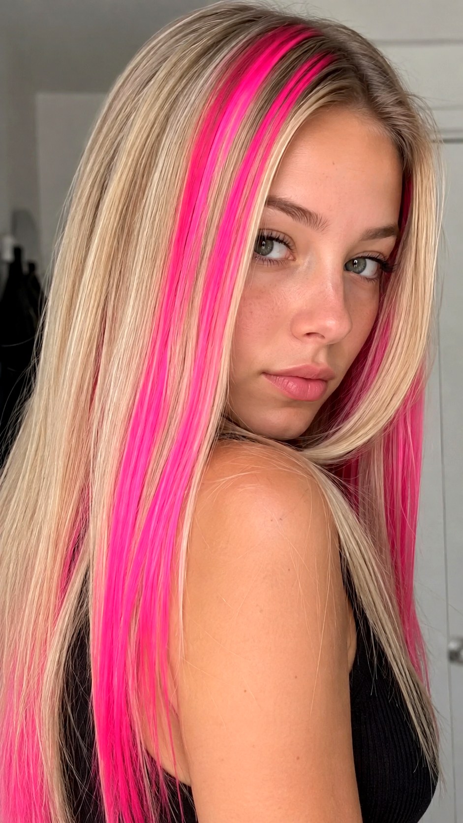 Edgy Hot Pink Chunky YK Highlights - 25 hot pink hair color highlights ideas
