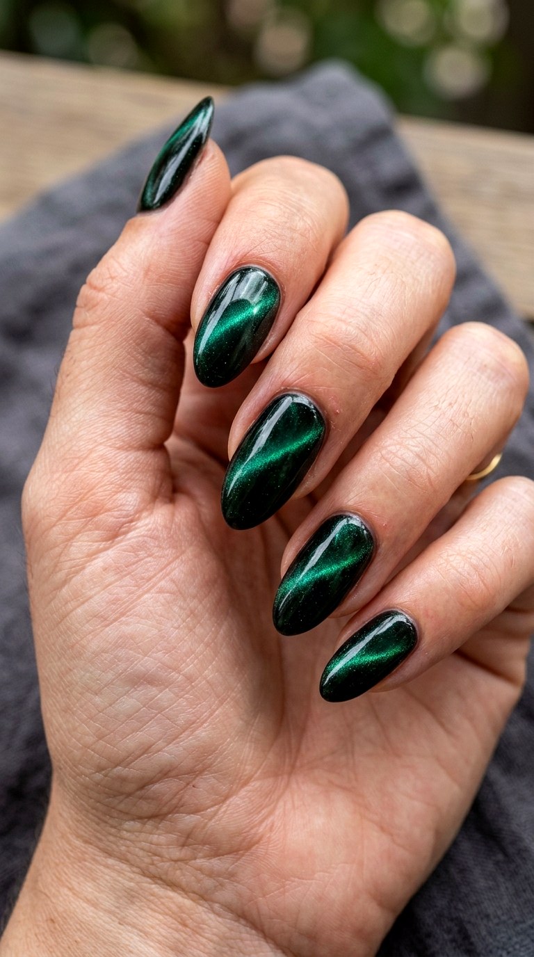 Eerie Smoky Cat Eye Nails - 24 halloween nail ideas