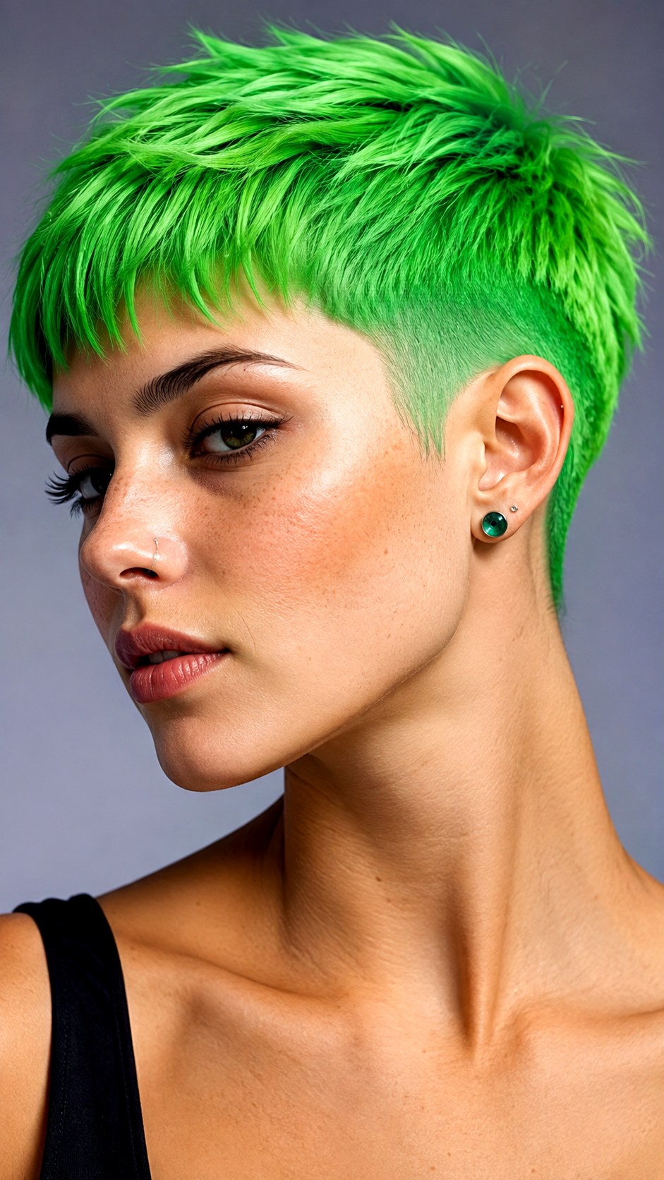 Electric Neon Green Pixie Cut - 22 vivid hair color ideas