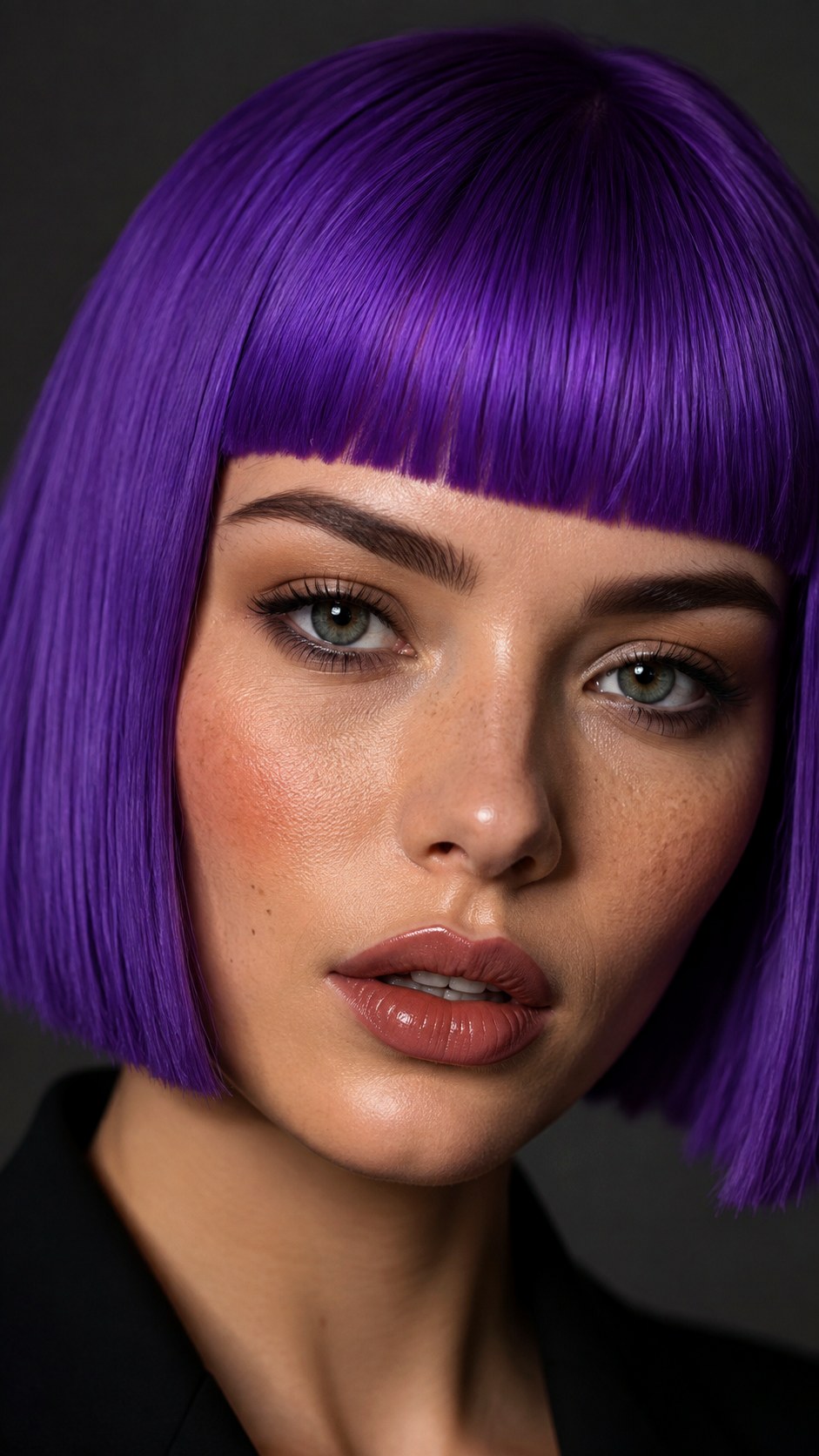 Electric Purple Blunt Cut - 24 violet hair color ideas
