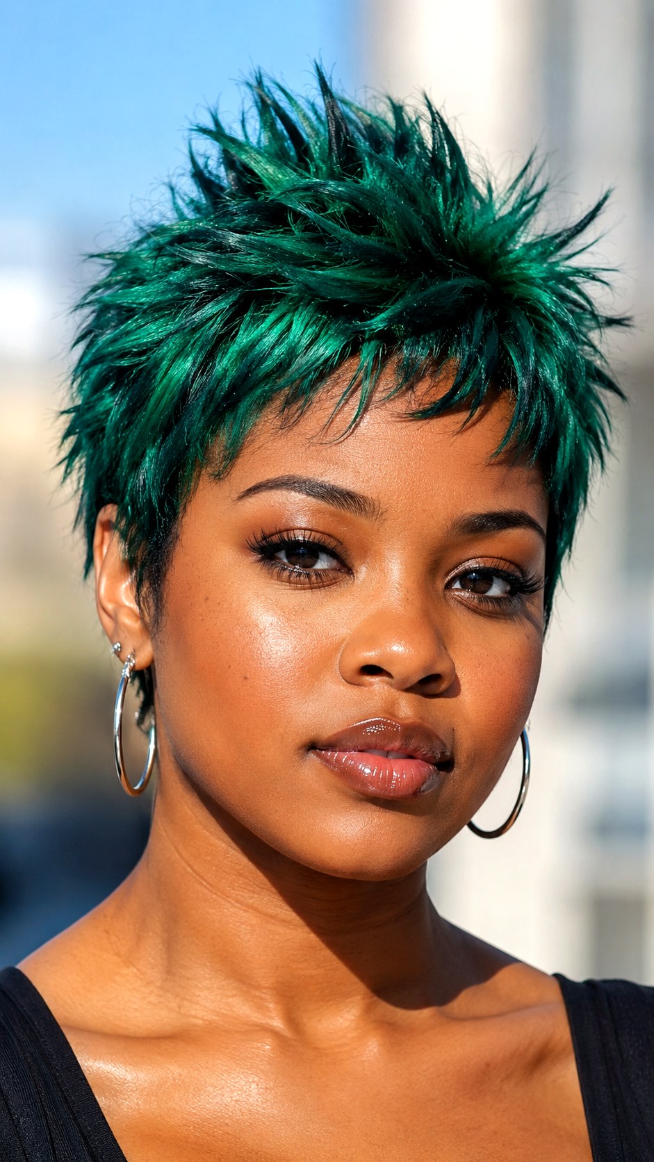 Emerald Green Spiky Layered Crop - 24 spiky hairstyle ideas