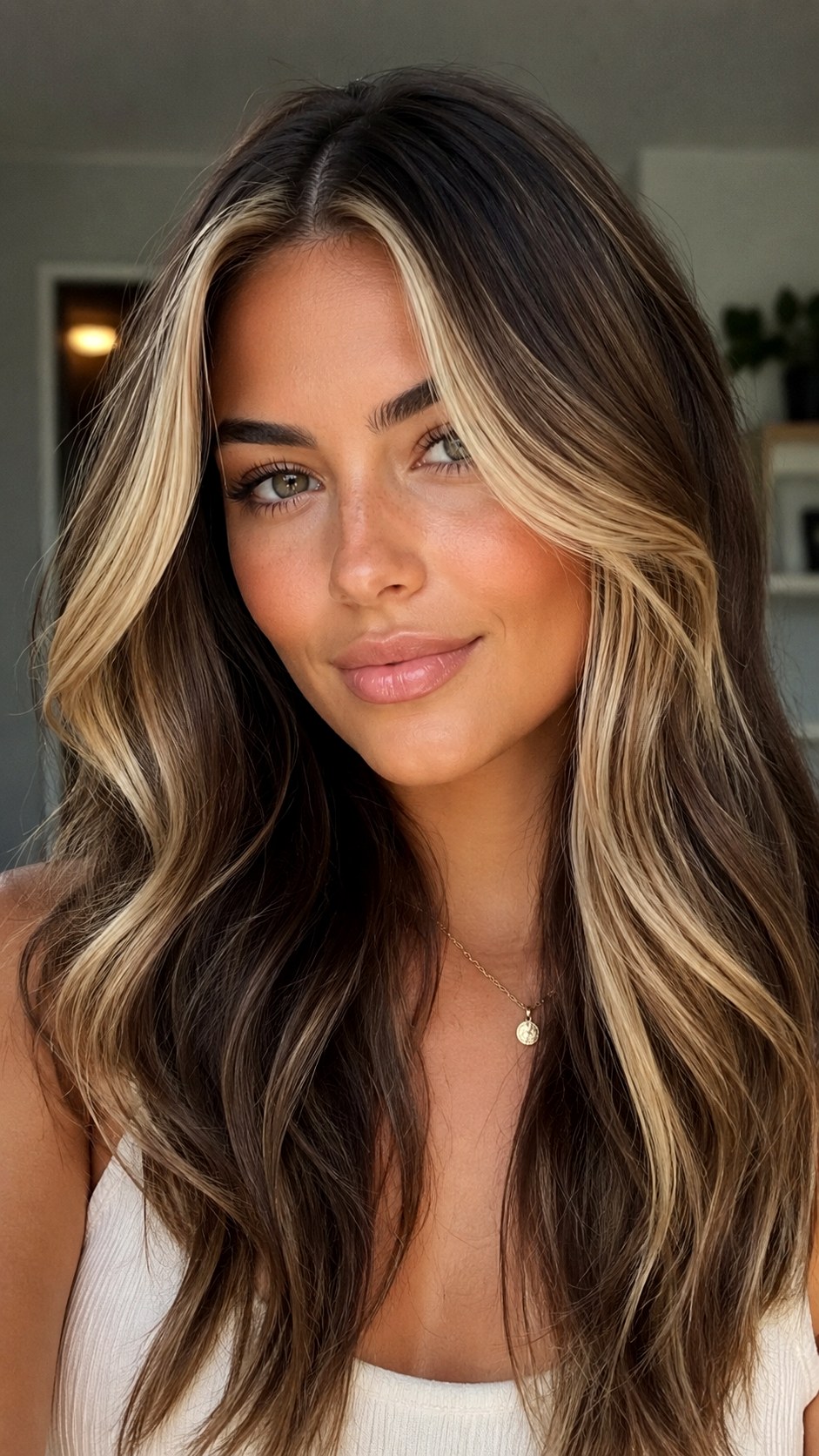 Face Framing Money Piece With Curtain Bangs - 22 Curtain Bangs Long Hair Ideas