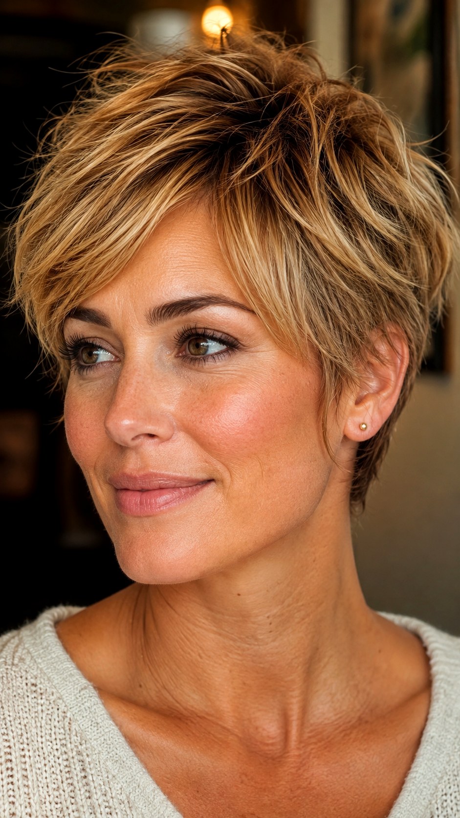 Face Framing Toffee Short Layers - 20 brunette hair color highlights ideas