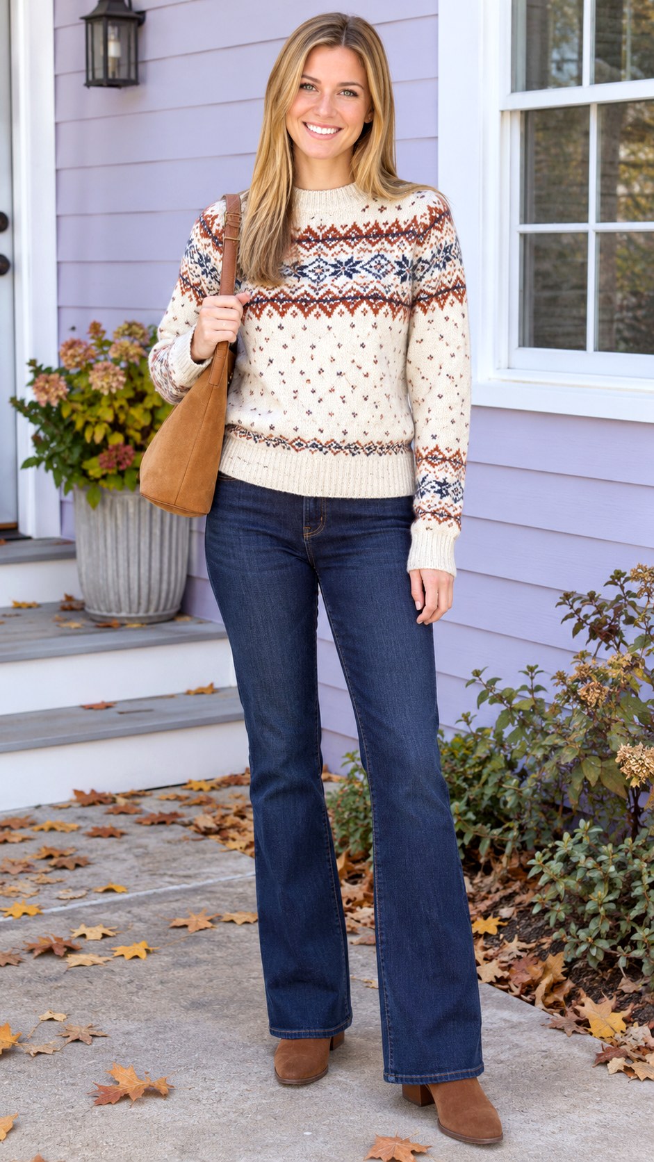 Fair Isle Sweater With Bootcut Jeans - 20 2000s fall outfits