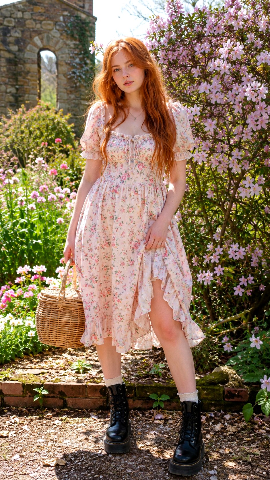 Fairycore Cottage Dress With Boots - 25 Indie Aesthetic Outfits Ideas