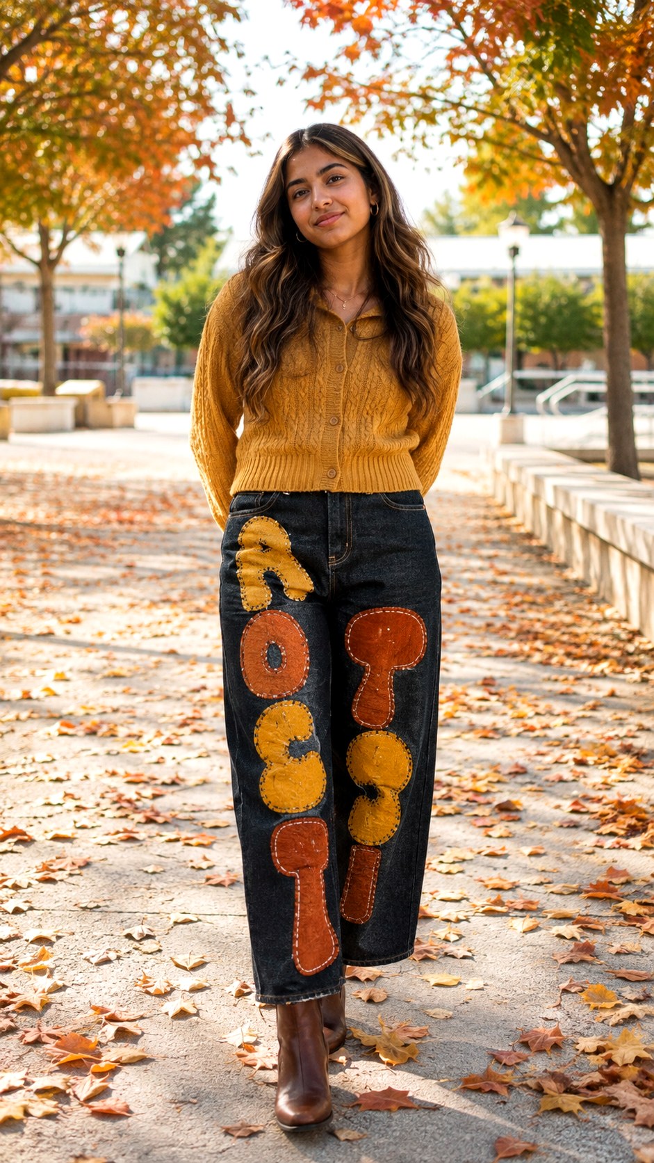 Faux Embroidery Denim Art - 20 puffy paint bubble letter jeans ideas