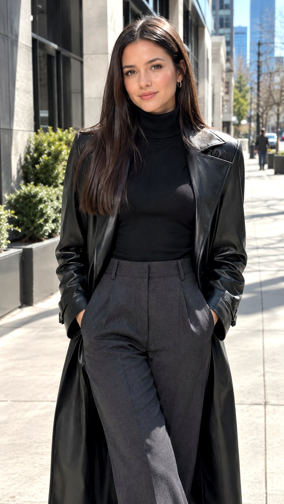 Faux Leather Trench Coat Outfits - 21 warm fall outfit look ideas