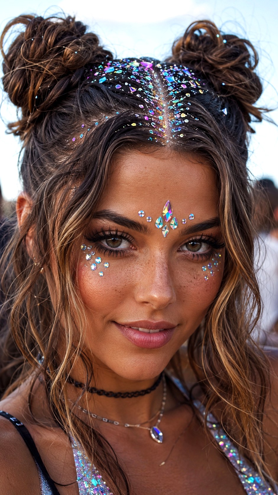Festival Glitter Space Buns - 22 space bun hairstyle ideas