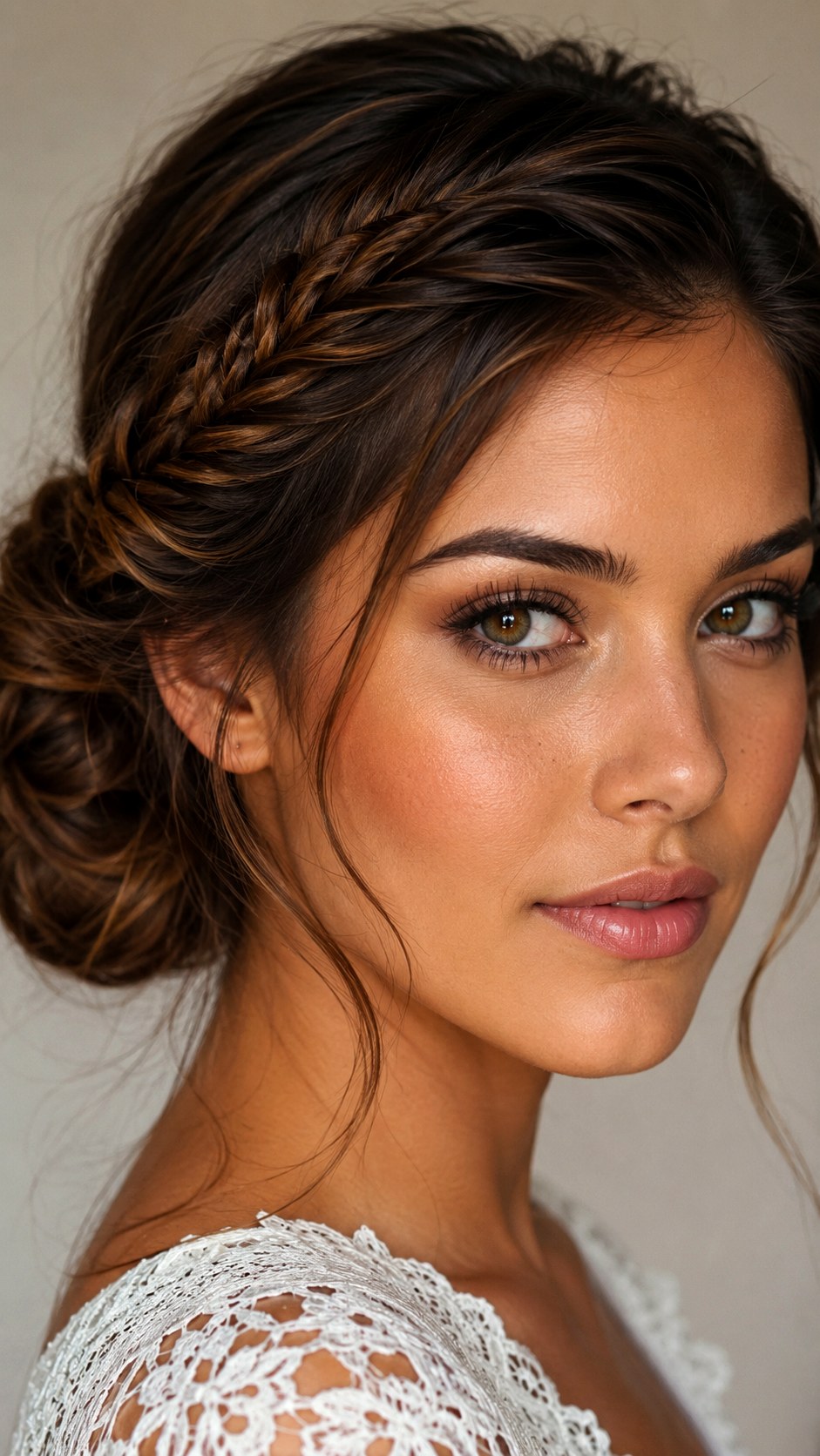 Fishtail Accented Low Bun - 21 bun hairstyle ideas