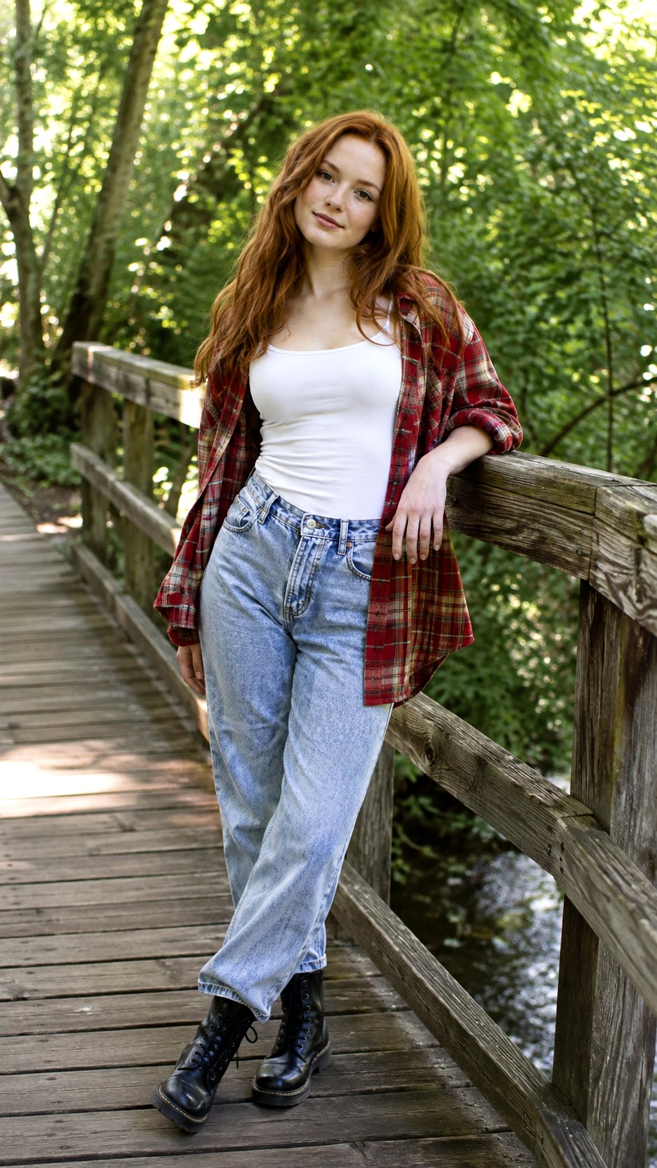 Flannel Shirt and Acid Washed Jeans Outfit - 21 Acid Washed Jeans outfit Ideas