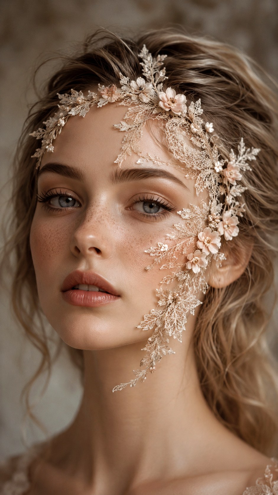 Floral Lace Half Face Crown - 21 lace makeup ideas