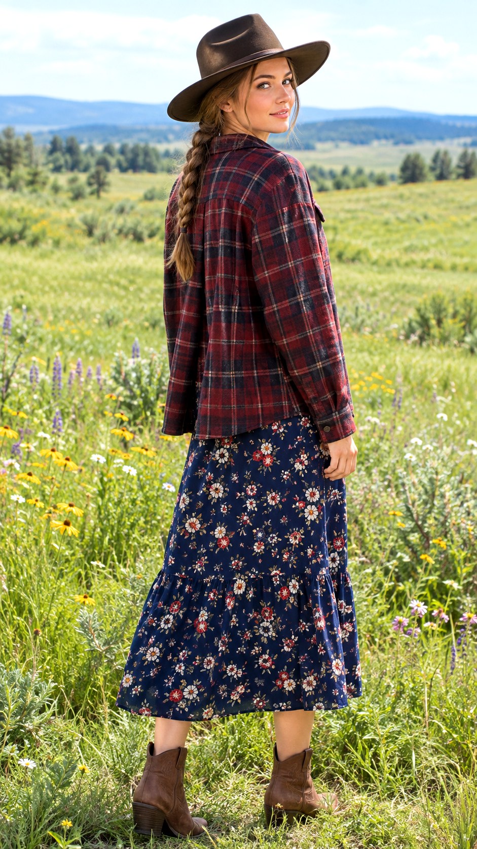 Flowy Floral Midi Dress - 23 shacket outfit women look ideas