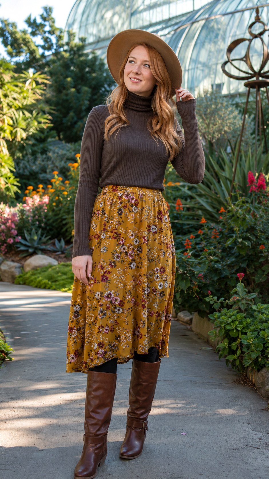 Flowy Floral Skirt with Black Leggings - 25 Skirt with Black Leggings Ideas