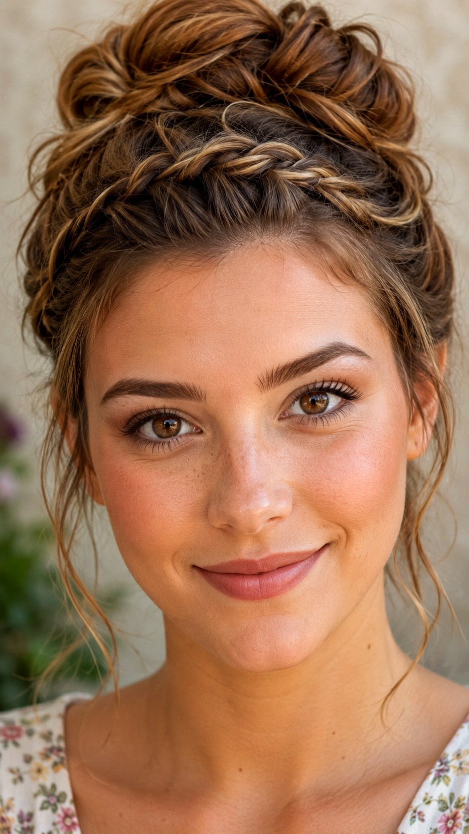 Front Braided Boho Bun Beauty - 21 bun hairstyle ideas