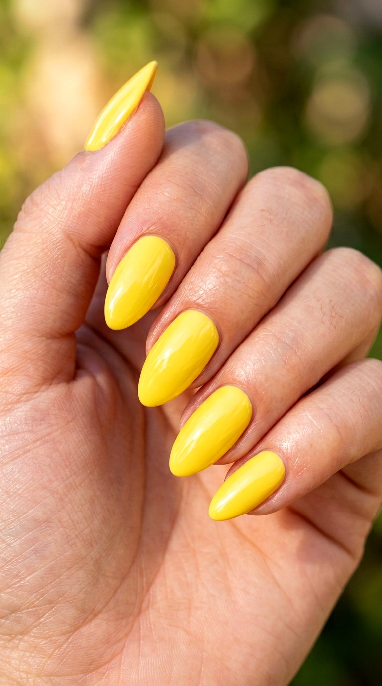 Full Sunlit Yellow Shine Nails - 22 sunlit tips Yellow nail design ideas