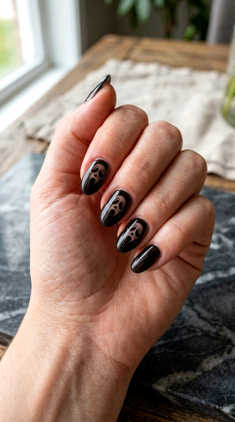 Ghost Face Decal Applique Nails - 22 ghost face nail ideas
