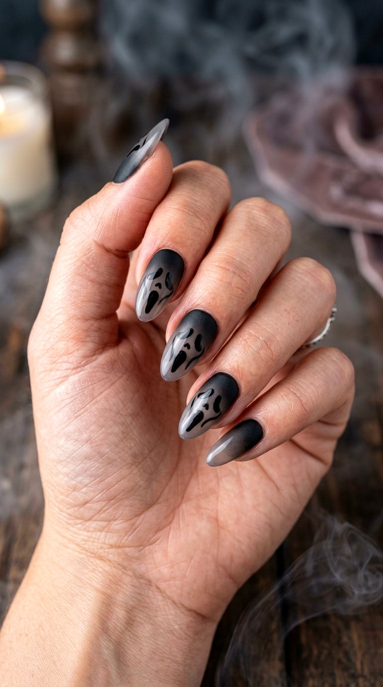 Ghost Face Ombre Nails - 22 ghost face nail ideas