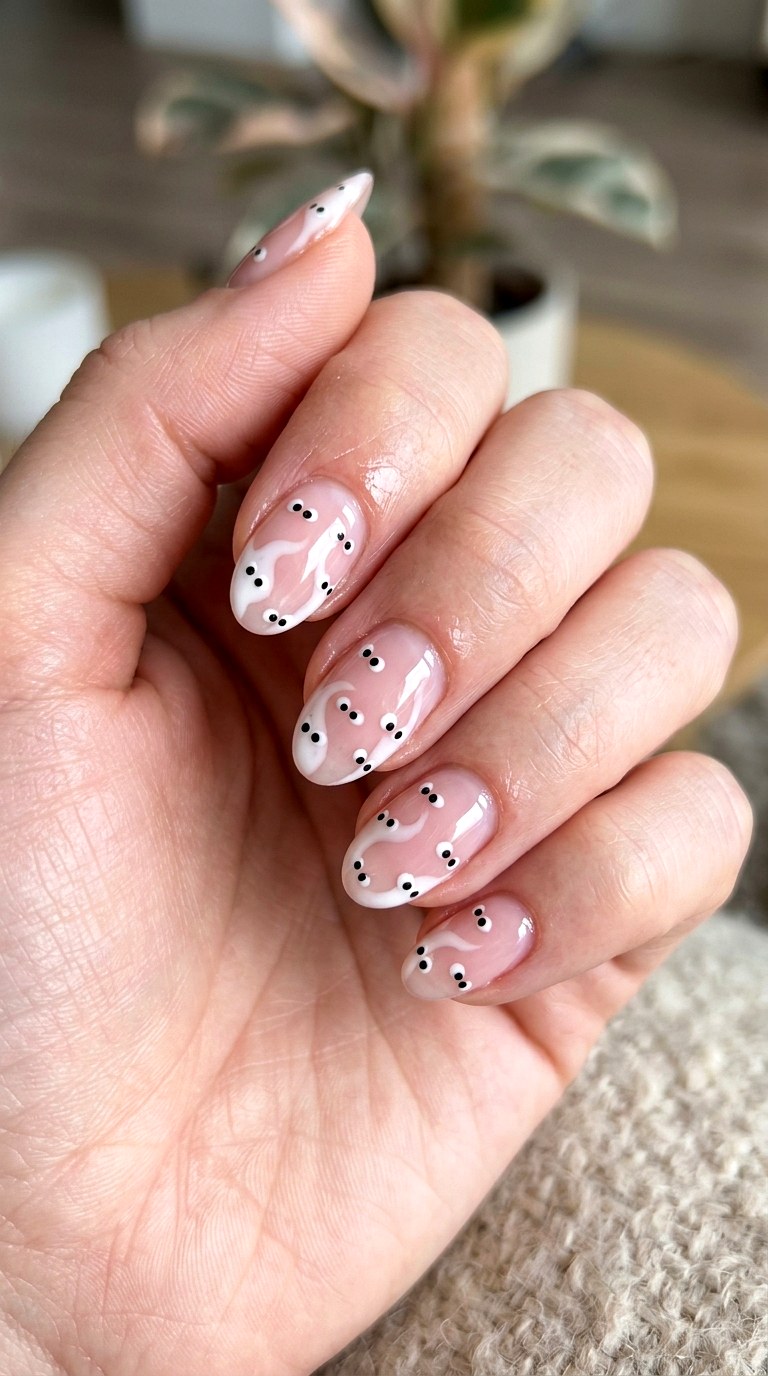 Ghostly White Accent Nails - 23 simple halloween nail design ideas