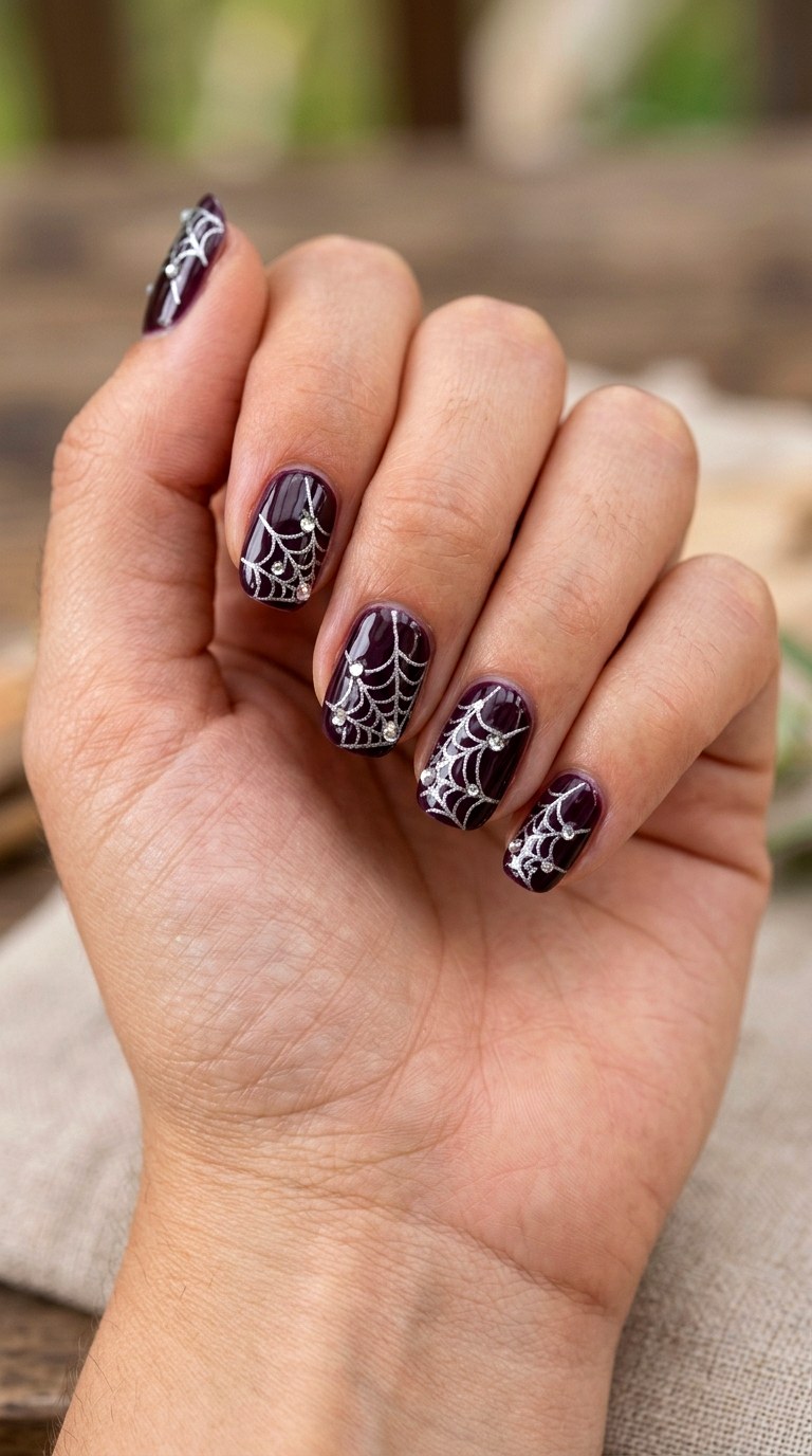 Glamorous Spiderweb Halloween Nails - 21 halloween nail inspo ideas