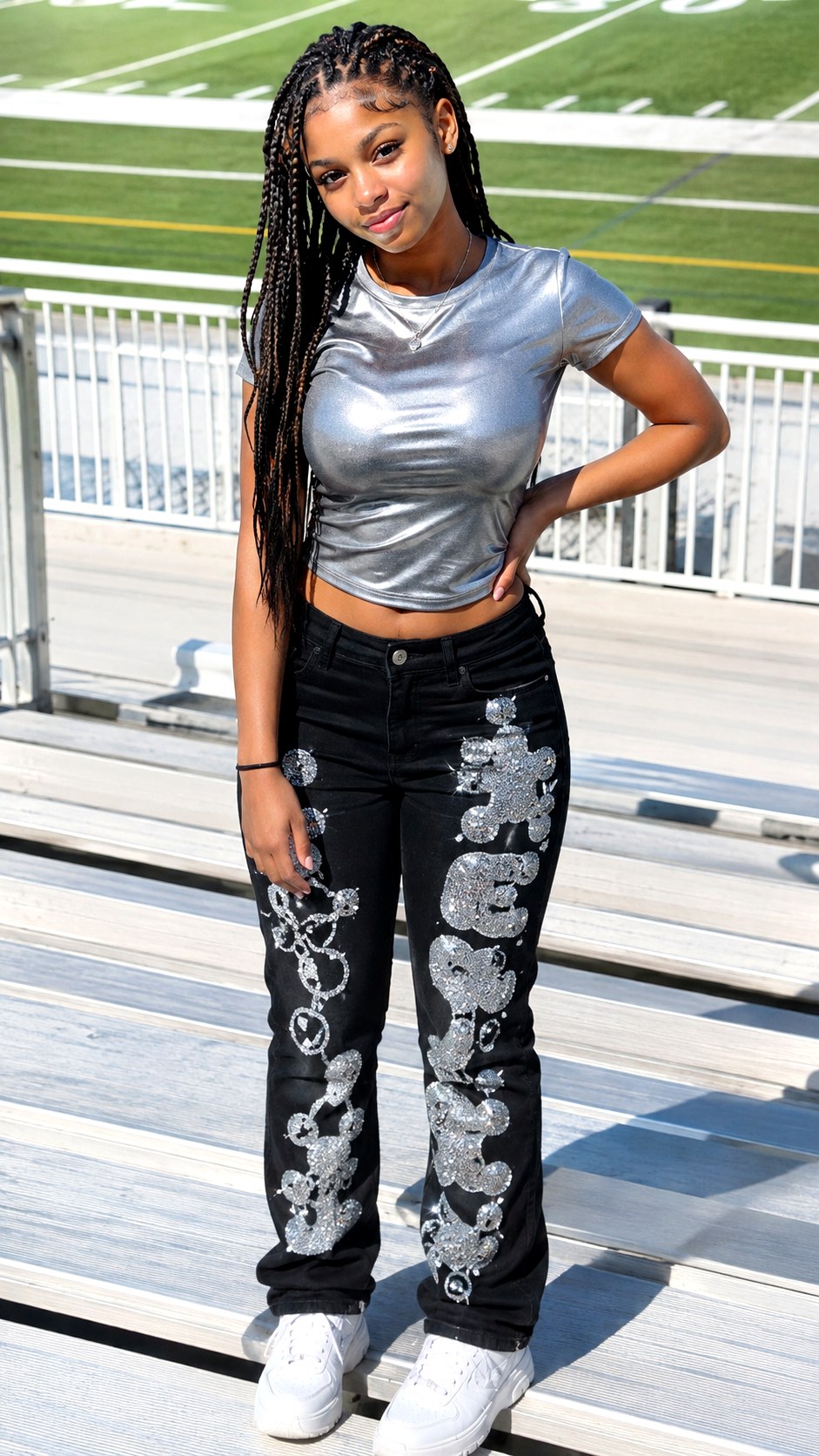 Glitter Accent Denim Words - 20 puffy paint bubble letter jeans ideas