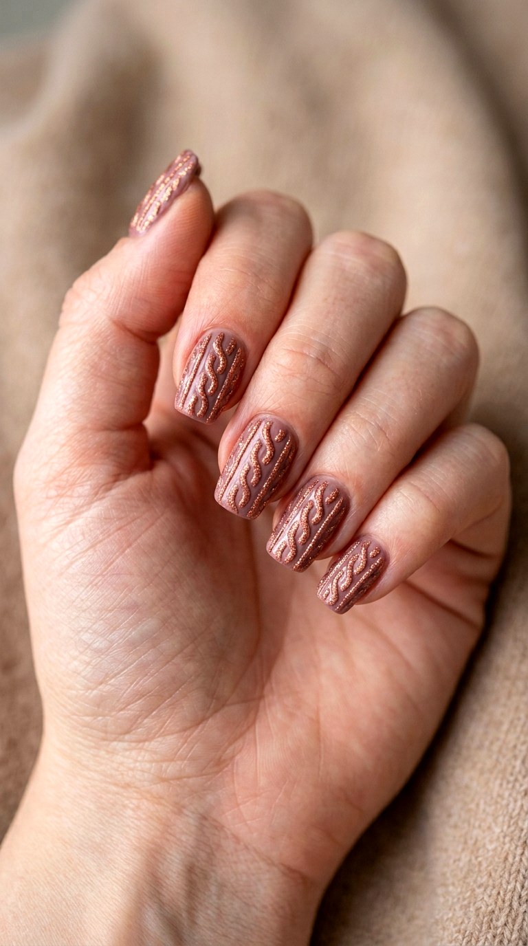 Glitter Dust Knit Sweater Nails - 23 sweater nails fall nail art design ideas
