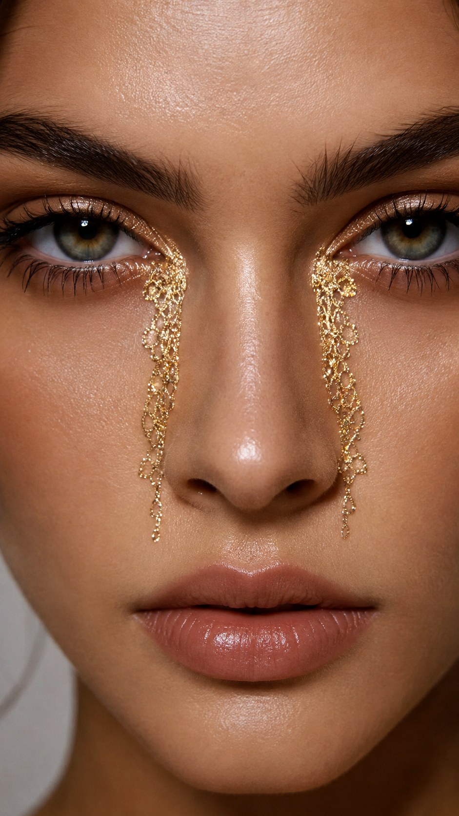 Glittering Gold Lace Tear Drop Trail - 21 lace makeup ideas