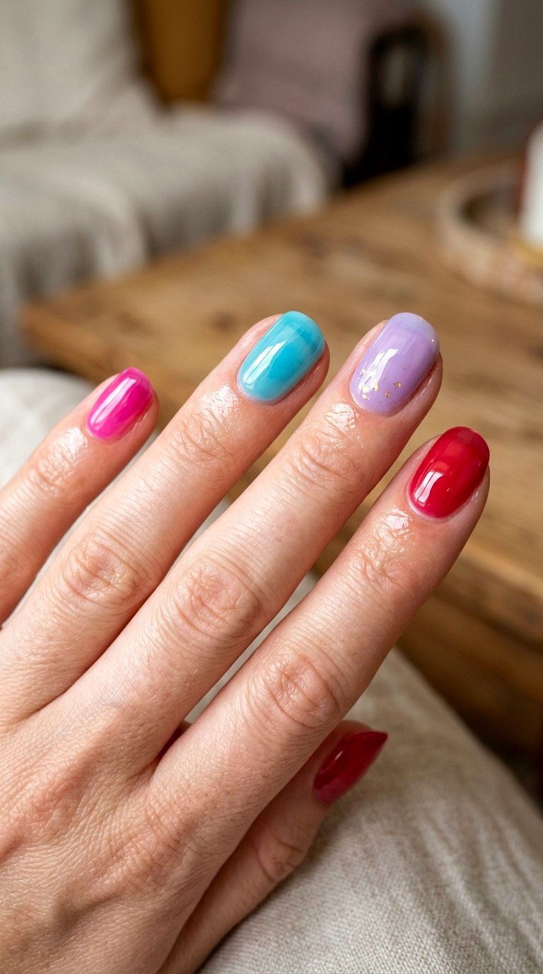 Glossy Jelly Candy Nails - 23 teen nail ideas