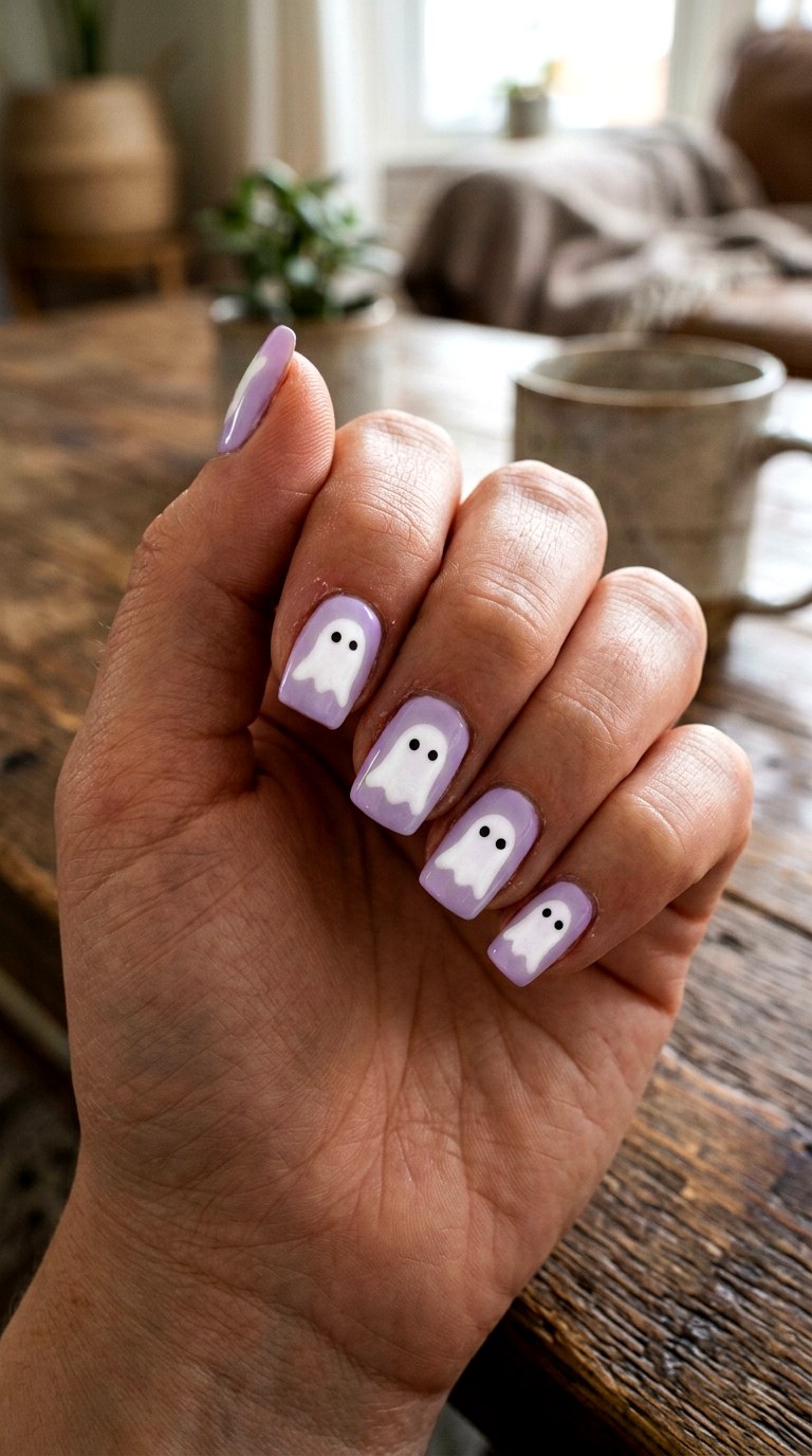 Glow in the Dark Ghost Nails - 25 spooky nail ideas