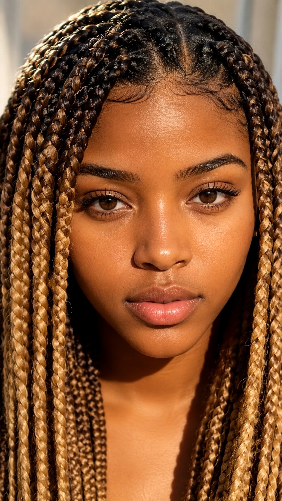 Golden Blonde Ombre on Bohemian Braids - 23 hair color for brown skin ideas