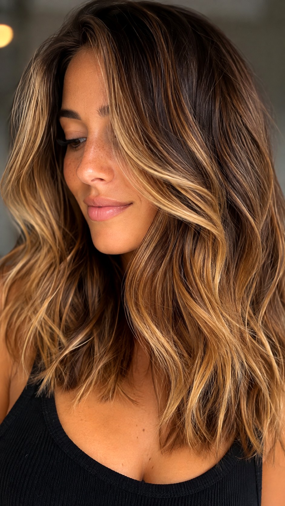 Golden Honey Balayage Blend - 20 brunette hair color highlights ideas