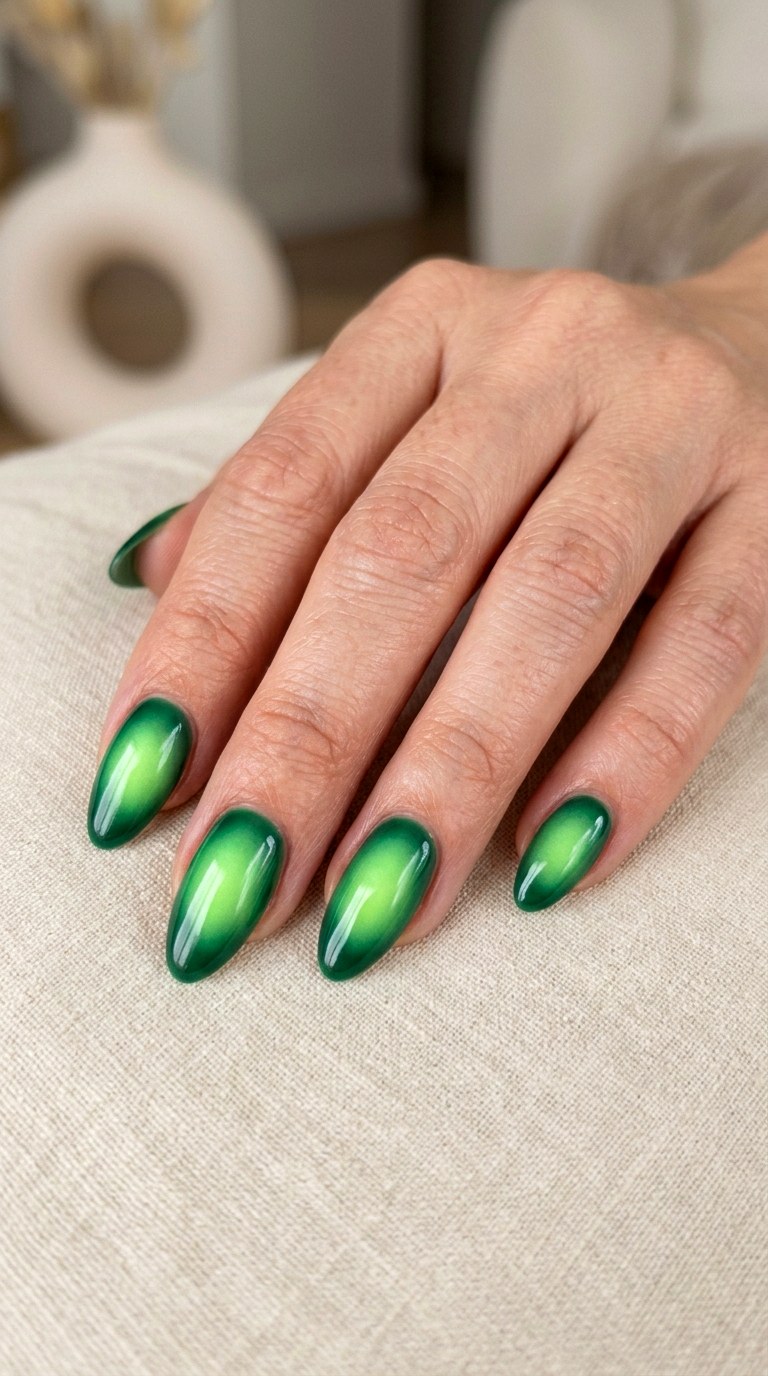 Green Aura Glow Nails - 24 Green Nail ideas