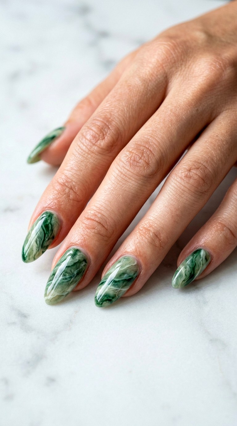 Green Marble Nail Art - 24 Green Nail ideas