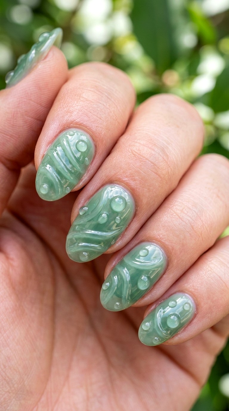 Green Ripple Dewdrop Nails - 23 3d green ripple nail art inspiration ideas